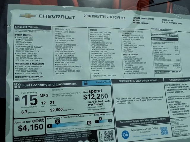 2026 Chevrolet Corvette Z06 3LZ